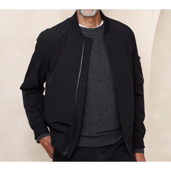 Banana Republic Men’s Bomber Jacket Black Water Repellent Size S Style 1717067 - Picture 14 of 14